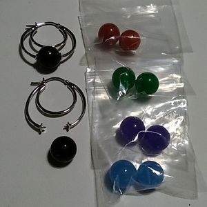 Interchangable Multicolored Jade Earrings